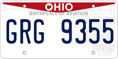 OH license plate GRG9355