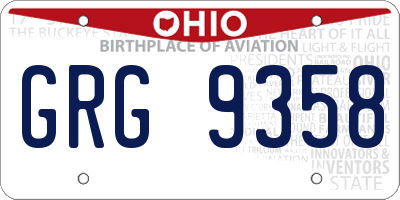OH license plate GRG9358