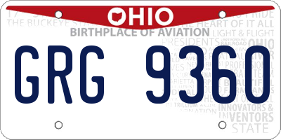 OH license plate GRG9360