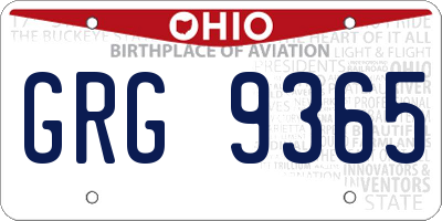 OH license plate GRG9365