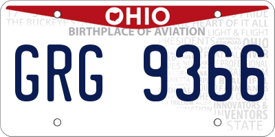 OH license plate GRG9366