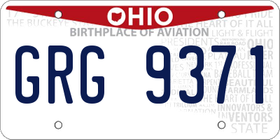 OH license plate GRG9371