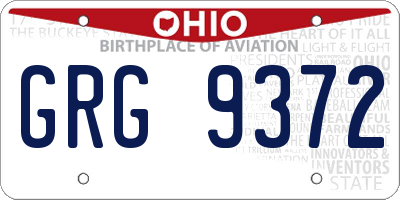 OH license plate GRG9372