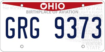 OH license plate GRG9373