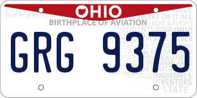 OH license plate GRG9375
