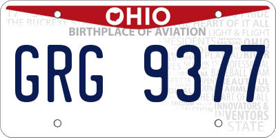 OH license plate GRG9377