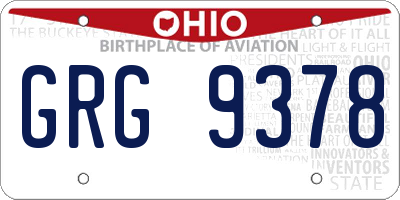 OH license plate GRG9378