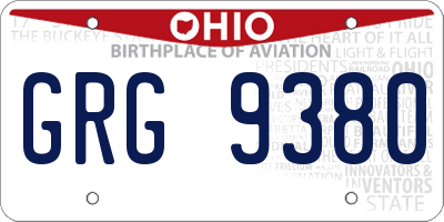 OH license plate GRG9380
