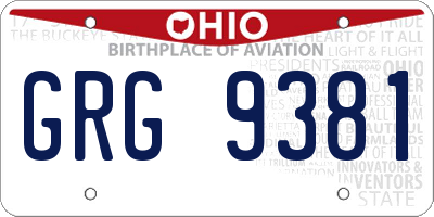 OH license plate GRG9381
