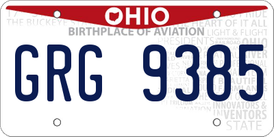 OH license plate GRG9385