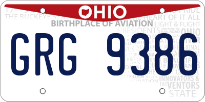 OH license plate GRG9386
