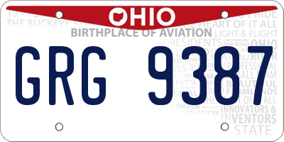 OH license plate GRG9387