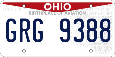 OH license plate GRG9388