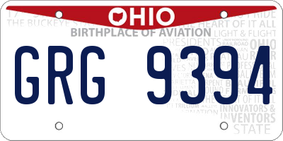 OH license plate GRG9394