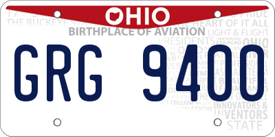OH license plate GRG9400