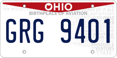 OH license plate GRG9401