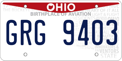 OH license plate GRG9403
