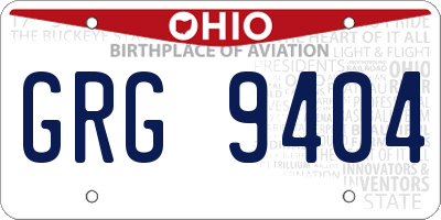 OH license plate GRG9404