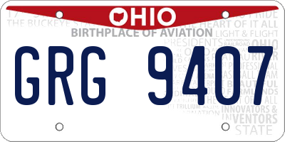 OH license plate GRG9407