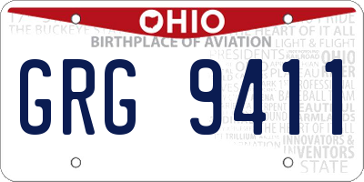 OH license plate GRG9411