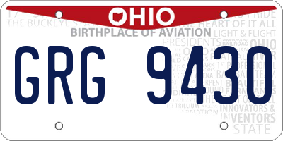 OH license plate GRG9430