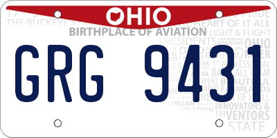 OH license plate GRG9431
