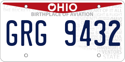 OH license plate GRG9432