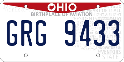 OH license plate GRG9433