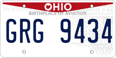 OH license plate GRG9434