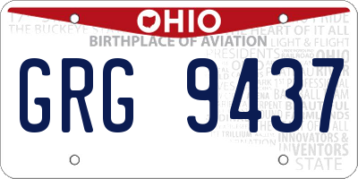 OH license plate GRG9437