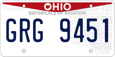 OH license plate GRG9451