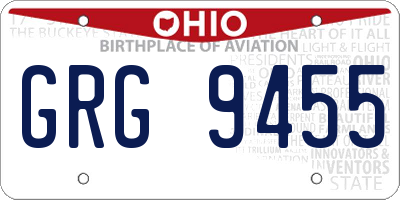 OH license plate GRG9455
