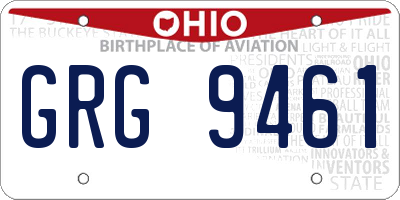 OH license plate GRG9461