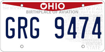 OH license plate GRG9474