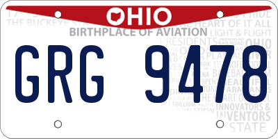 OH license plate GRG9478