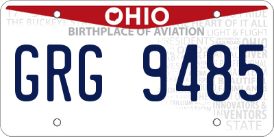 OH license plate GRG9485