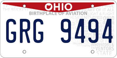 OH license plate GRG9494