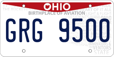 OH license plate GRG9500