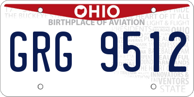 OH license plate GRG9512