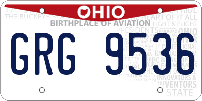 OH license plate GRG9536