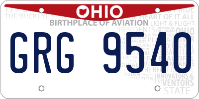OH license plate GRG9540