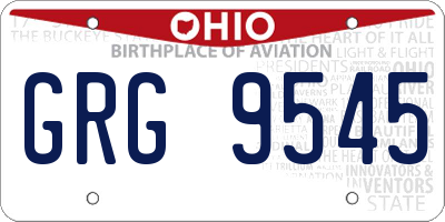 OH license plate GRG9545