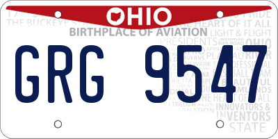 OH license plate GRG9547