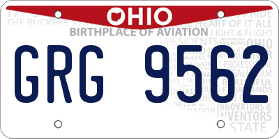OH license plate GRG9562