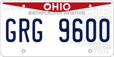 OH license plate GRG9600