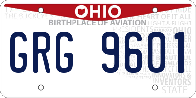 OH license plate GRG9601