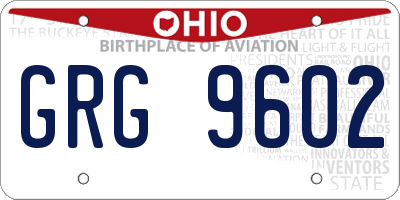 OH license plate GRG9602