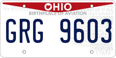 OH license plate GRG9603