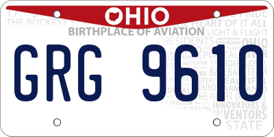 OH license plate GRG9610