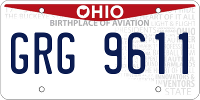 OH license plate GRG9611